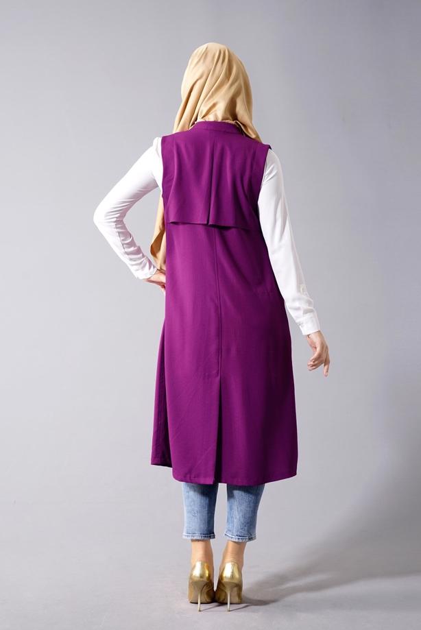 Vêtements hijab  T 8381 Actüel  Omuz Kısmı Pileli Yelek - TRENDTESETTÜR