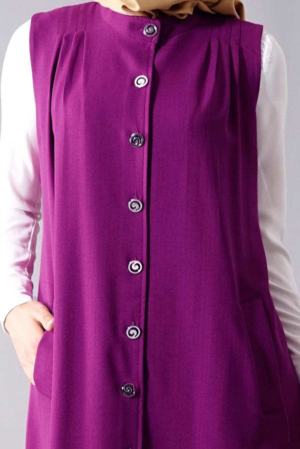 Vêtements hijab  T 8381 Actüel  Omuz Kısmı Pileli Yelek - TRENDTESETTÜR
