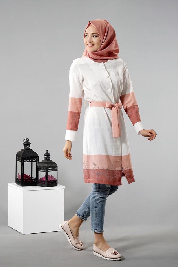 Vêtements hijab  T 169 Akkaya Fashion- Kuşaklı Trench - TRENDTESETTÜR