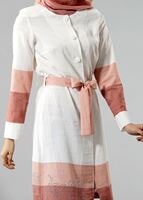 Hijab clothing CREAM T 169 Akkaya Fashion- Kuşaklı Trench