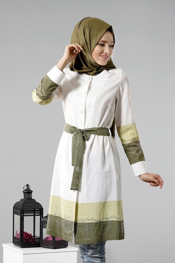 Vêtements hijab  T 169 Akkaya Fashion- Kuşaklı Trench - TRENDTESETTÜR