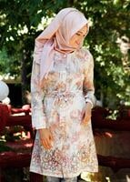 Vêtements hijab POUDRE T 170 Akkaya Fashion-Dijital Baskılı Trench