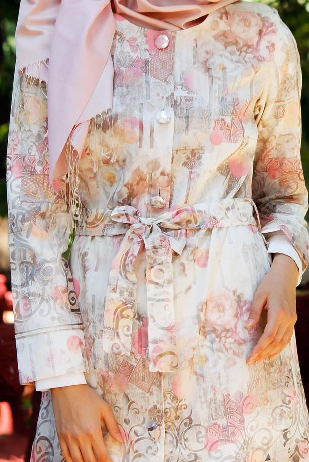 Vêtements hijab  T 170 Akkaya Fashion-Dijital Baskılı Trench - TRENDTESETTÜR