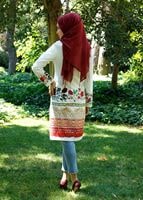 Vêtements hijab CRÈME T 214-2 Akkaya Fashion-Otantik Desenli Trench