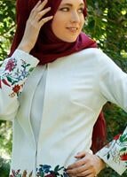 Vêtements hijab CRÈME T 214-2 Akkaya Fashion-Otantik Desenli Trench