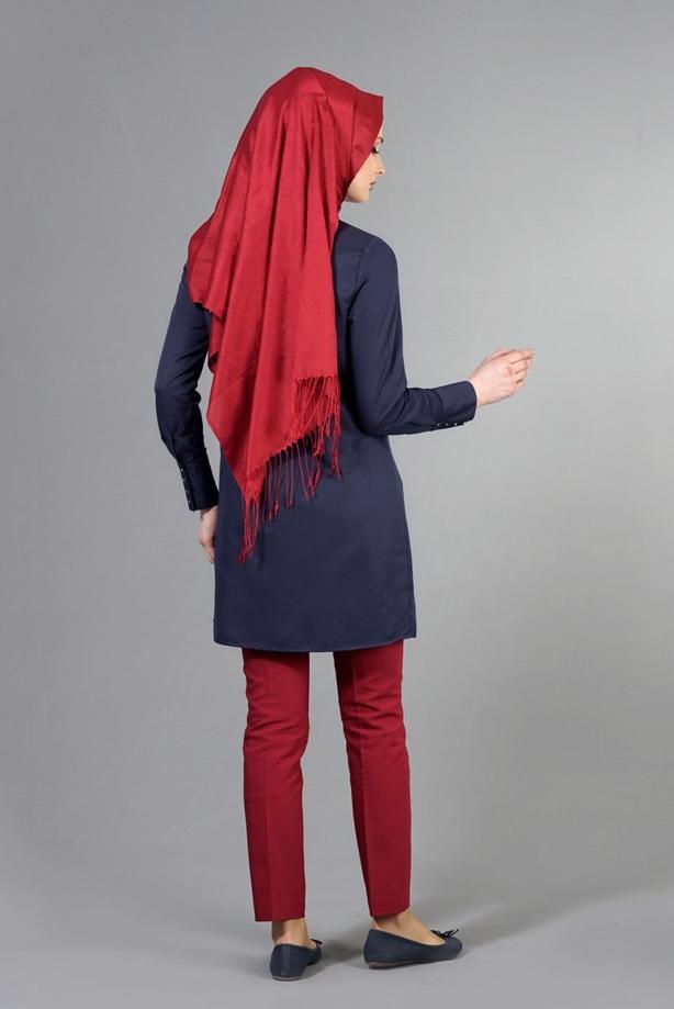 Vêtements hijab  T 1040 Allday Gizli Düğmeli Erkek Yaka Tunik - TRENDTESETTÜR