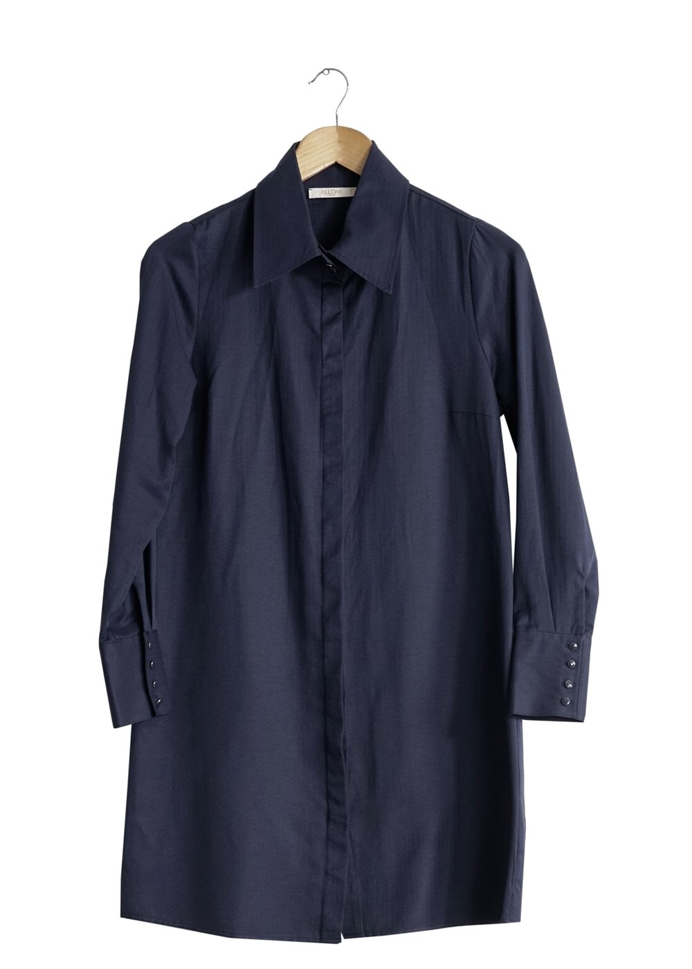 Hijab clothing NAVY BLUE T 1040 Allday Gizli Düğmeli Erkek Yaka Tunik