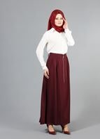 Tesettür giyim BORDO T 6937 Allday Fermuarlı Cepli Etek