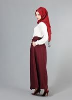 Tesettür giyim BORDO T 6937 Allday Fermuarlı Cepli Etek
