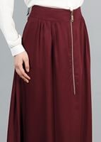Tesettür giyim BORDO T 6937 Allday Fermuarlı Cepli Etek