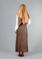 Tesettür giyim KAHVE T 6937 Allday Fermuarlı Cepli Etek