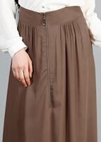 Tesettür giyim KAHVE T 6937 Allday Fermuarlı Cepli Etek