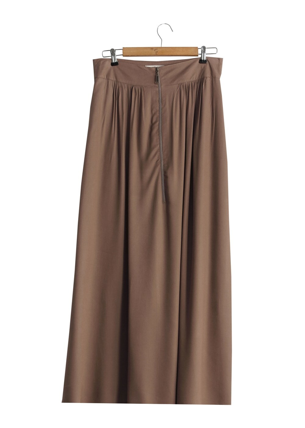 Tesettür giyim KAHVE T 6937 Allday Fermuarlı Cepli Etek