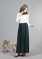 Tesettür giyim YEŞİL T 6941 Allday Zımba Detaylı Pileli Etek