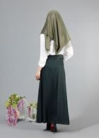 Tesettür giyim YEŞİL T 6941 Allday Zımba Detaylı Pileli Etek