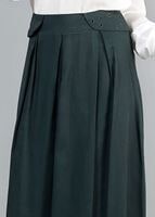 Tesettür giyim YEŞİL T 6941 Allday Zımba Detaylı Pileli Etek