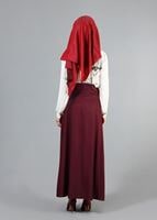Tesettür giyim BORDO T 6941 Allday Zımba Detaylı Pileli Etek
