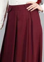 Tesettür giyim BORDO T 6941 Allday Zımba Detaylı Pileli Etek