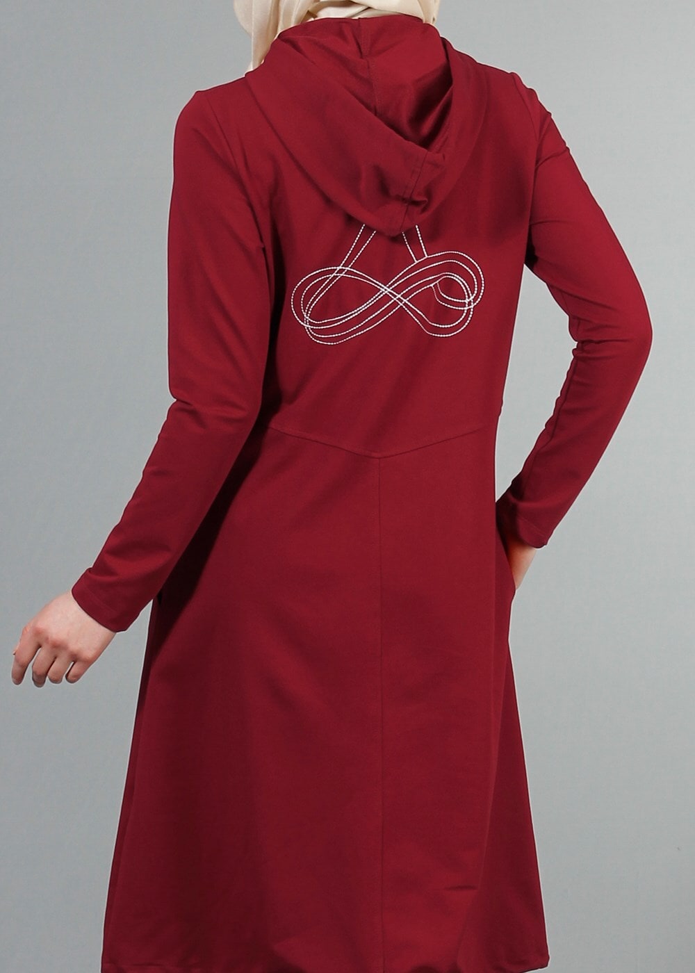 Tesettür giyim BORDO T 40105 Allday Fermuarlı Eşofman Takım