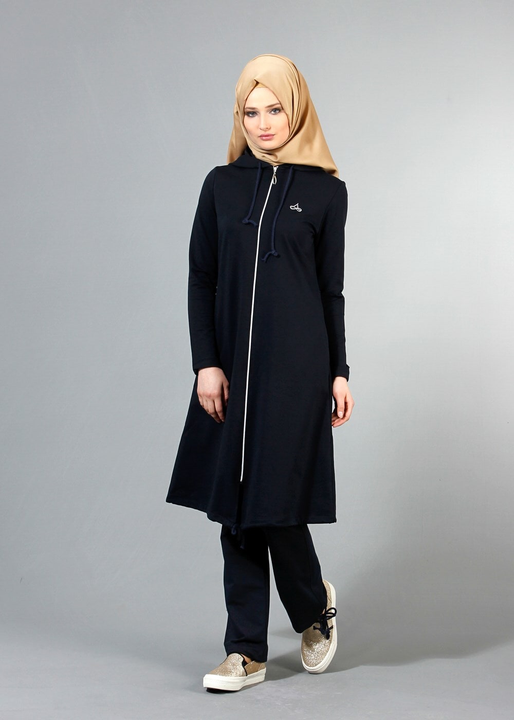 Hijab clothing NAVY BLUE T 40105 Allday Fermuarlı Eşofman Takım