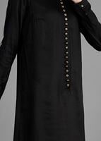 Tesettür giyim SİYAH T 50351 Allday Önden Düğmeli Hakim Yaka Tunik