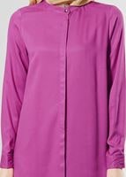 Tesettür giyim FUŞYA T 50507 Allday Gizli Düğmeli Hakim Yaka Tunik