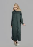 Tesettür giyim YEŞİL T 50561 Allday Patlı Uzun Tunik
