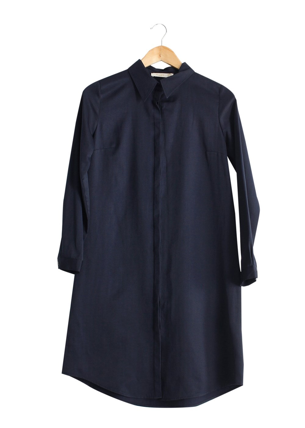 Tesettür giyim LACİVERT T 50782 Allday Kendinden Desenli Erkek Yaka Tunik