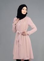 Tesettür giyim PUDRA T 1439 Feris Tesettür Trench-Alv Fashion