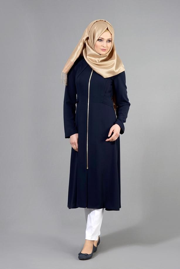 Hijab clothing  T 1445 Marca Tesettür Trench-Alv Fashion - TRENDTESETTÜR