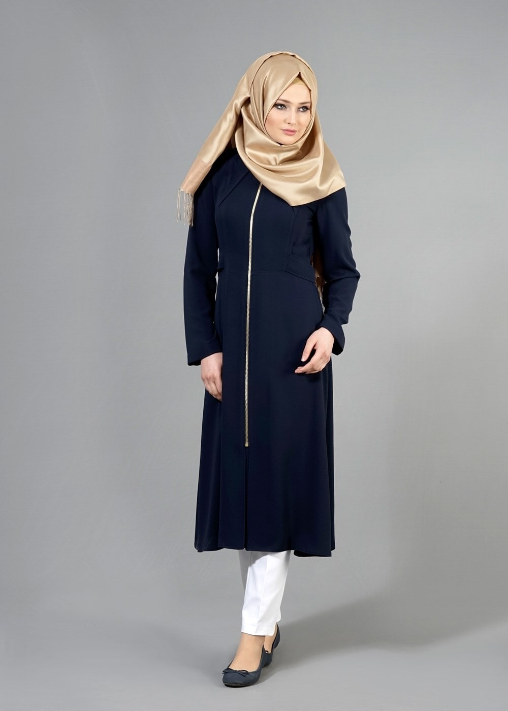 Tesettür giyim LACİVERT T 1445 Marca Tesettür Trench-Alv Fashion