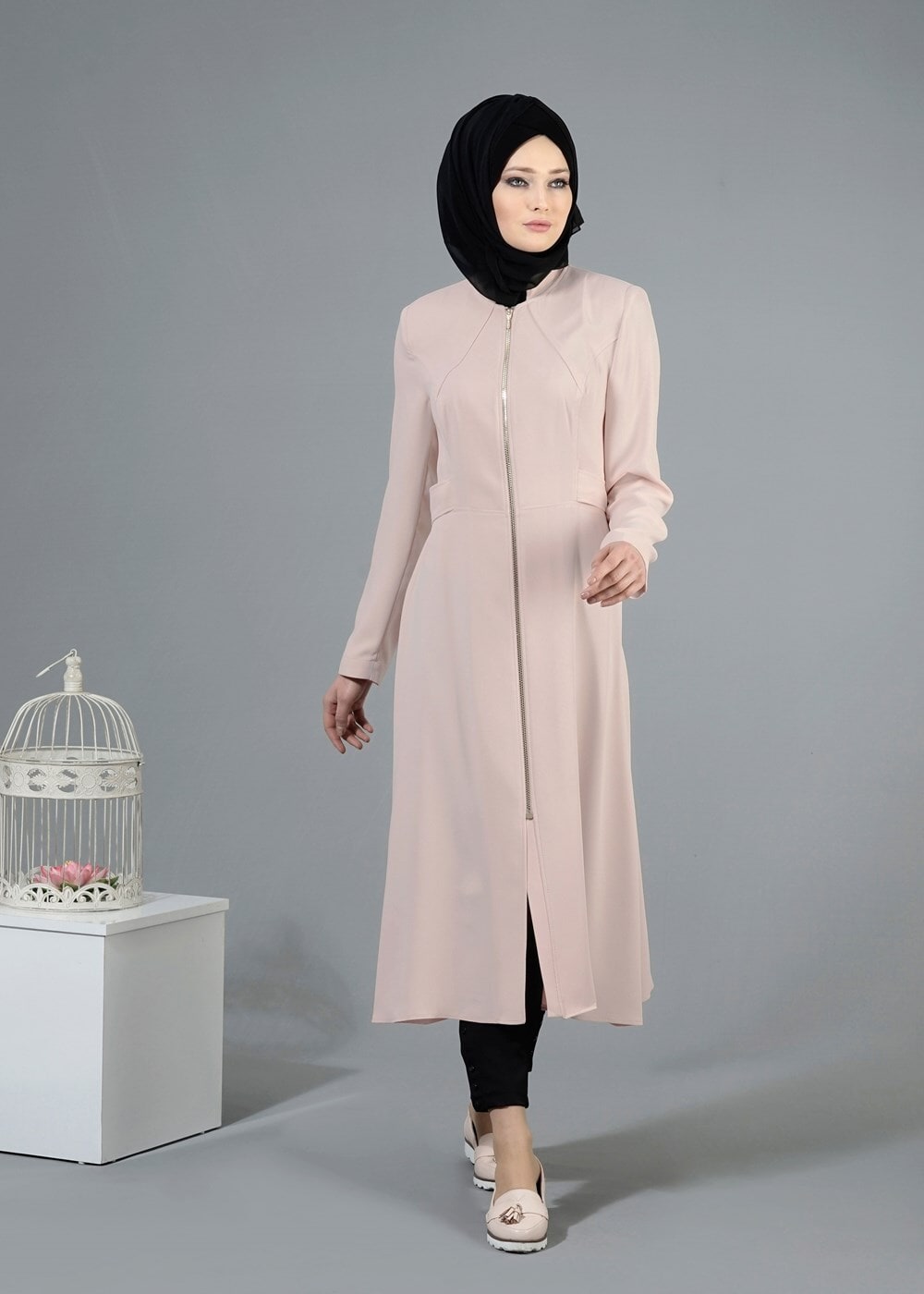Tesettür giyim PUDRA T 1445 Marca Tesettür Trench-Alv Fashion