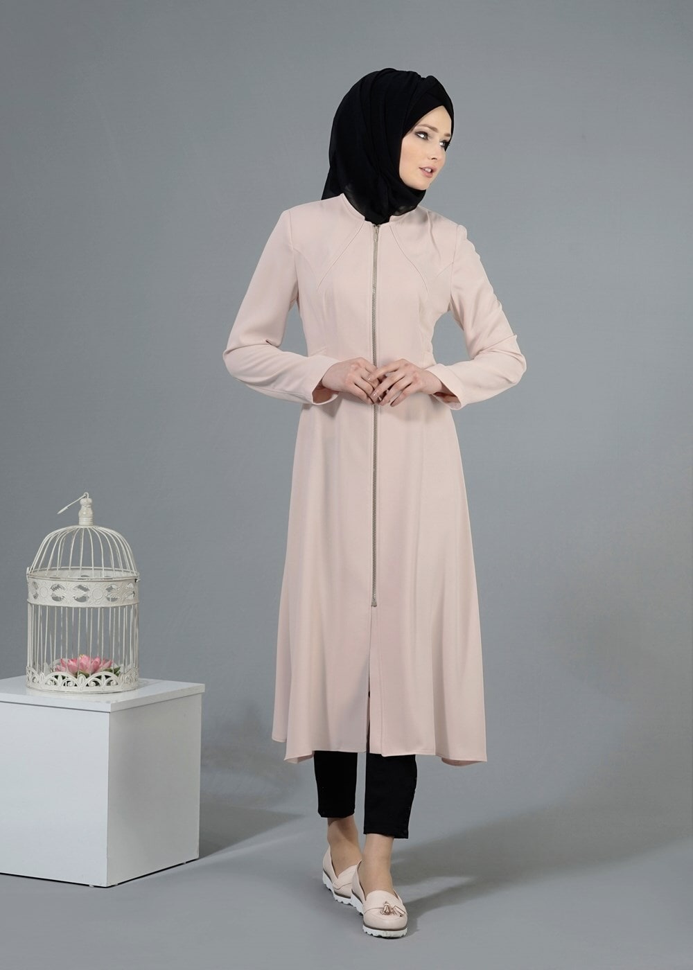 Tesettür giyim PUDRA T 1445 Marca Tesettür Trench-Alv Fashion