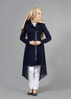 Tesettür giyim LACİVERT T 1446 Nazenin Trench-Alv Fashion