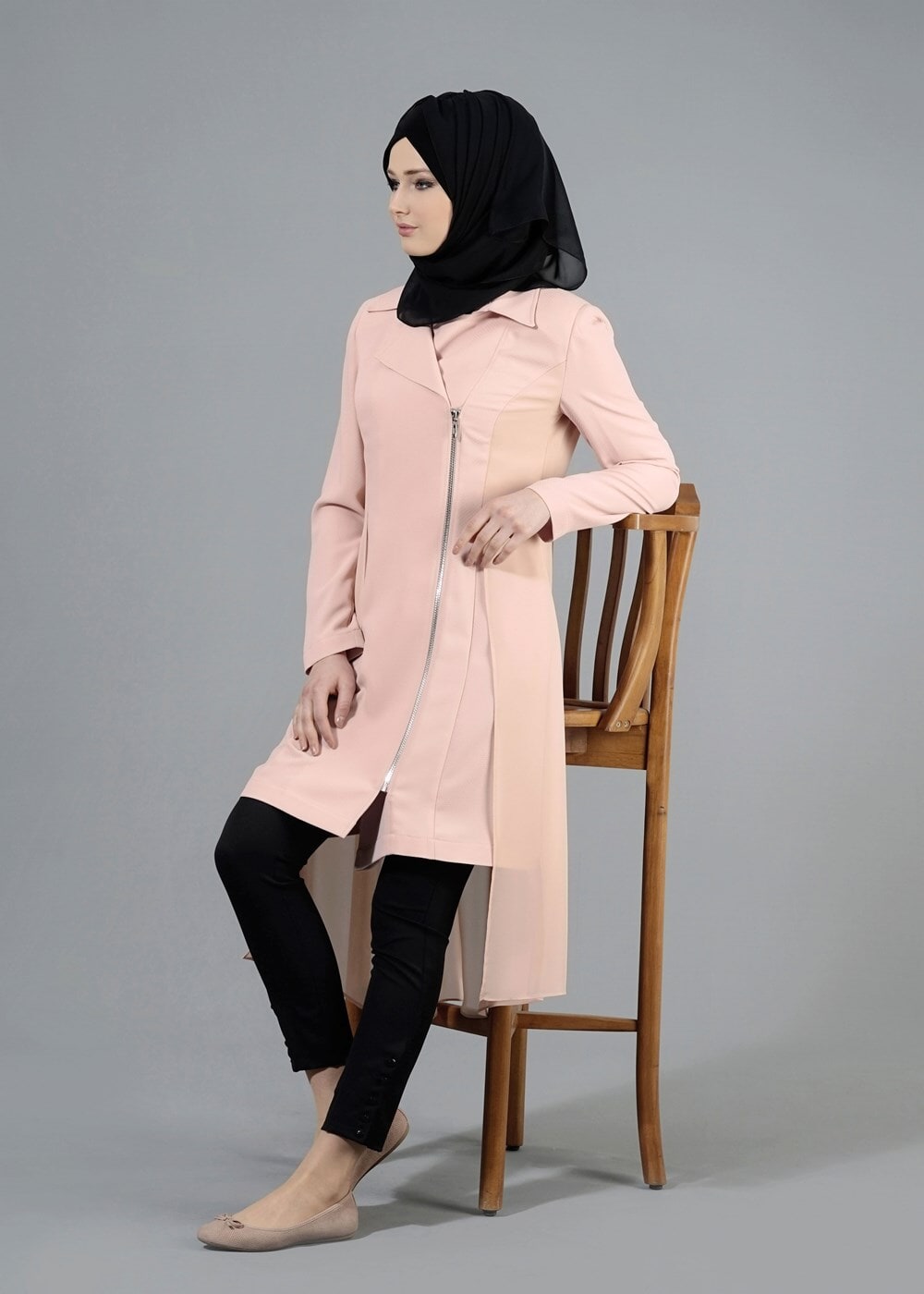Tesettür giyim PUDRA T 1446 Nazenin Trench-Alv Fashion