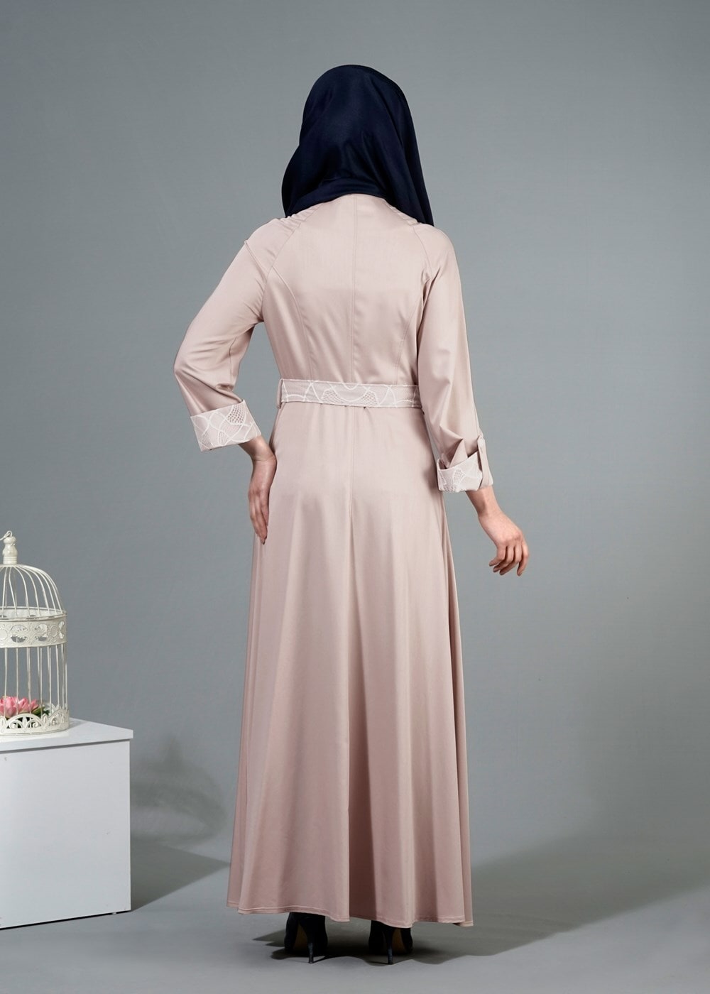 Tesettür giyim EKRU T 1453 Adelina Pardesü-Alv Fashion