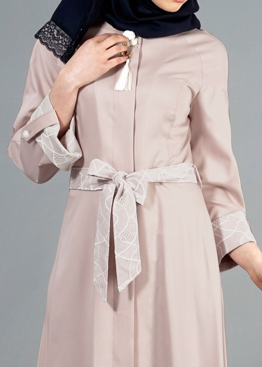 Tesettür giyim EKRU T 1453 Adelina Pardesü-Alv Fashion