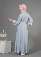 Tesettür giyim MAVİ T 1453 Adelina Pardesü-Alv Fashion
