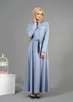 Tesettür giyim MAVİ T 1454 Adelina Tesettür Pardesü-Alv Fashion