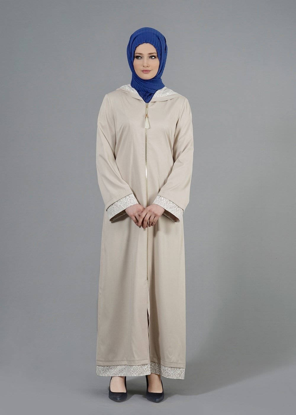 Tesettür giyim BEJ T 1456 Adelina Tesettür Pardesü-Alv Fashion