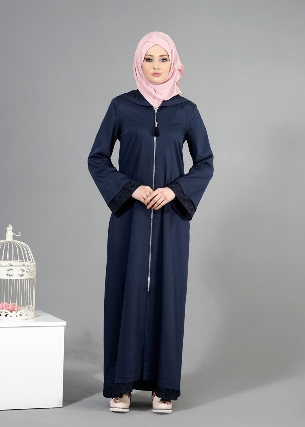 Tesettür giyim LACİVERT T 1456 Adelina Tesettür Pardesü-Alv Fashion