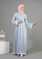 Tesettür giyim MAVİ T 1456 Adelina Tesettür Pardesü-Alv Fashion