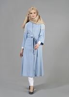 Tesettür giyim MAVİ T 1458 Miro Trench-Alv Fashion