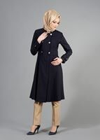 Tesettür giyim LACİVERT T 1467 Ardıç Tesettür Trench-Alv Fashion