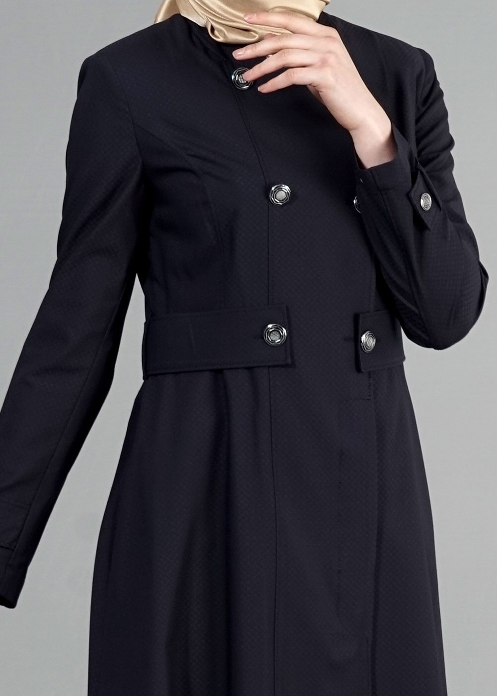 Tesettür giyim LACİVERT T 1467 Ardıç Tesettür Trench-Alv Fashion