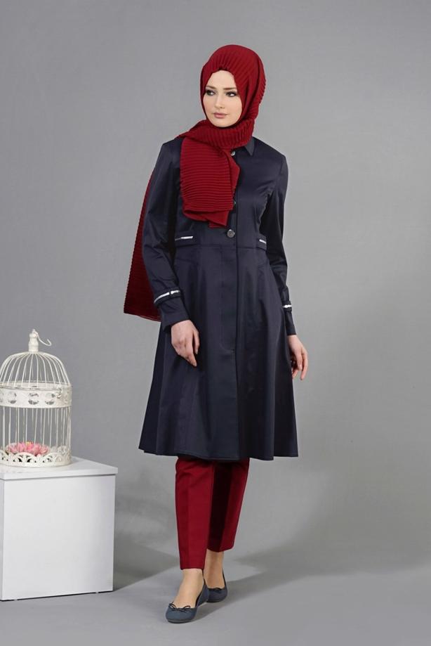 Tesettür giyim  T 1468 Beste Tesettür Trench-Alv Fashion - TRENDTESETTÜR