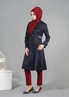 Tesettür giyim LACİVERT T 1468 Beste Tesettür Trench-Alv Fashion