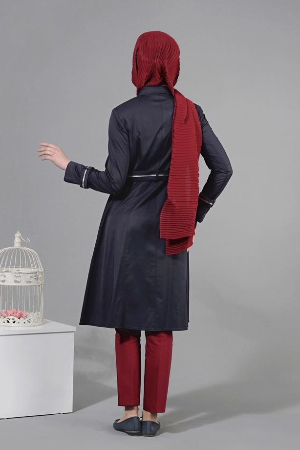 Tesettür giyim  T 1468 Beste Tesettür Trench-Alv Fashion - TRENDTESETTÜR