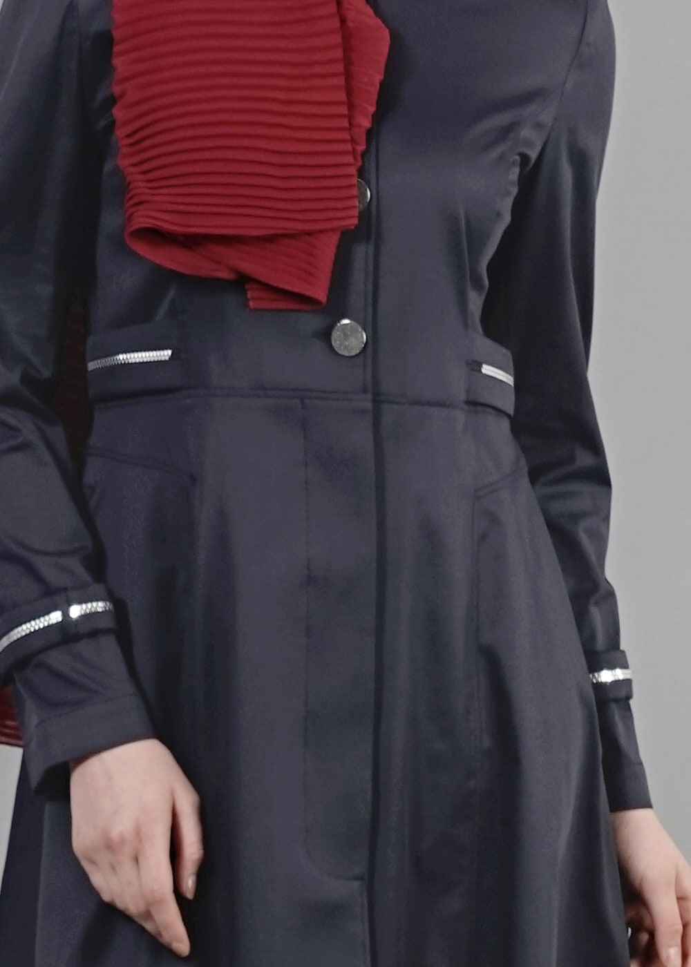 Tesettür giyim LACİVERT T 1468 Beste Tesettür Trench-Alv Fashion