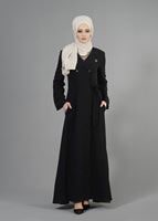 Tesettür giyim SİYAH T 1479 Petek Tesettür Pardesü-Alv Fashion